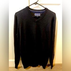 Club Room Men's Small Solid V-Neck Merino Wool Blend Sweater Color Black NWOT